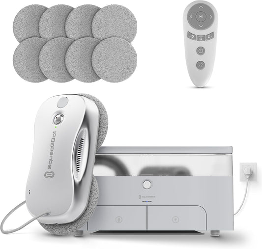 SqueeGBot Window Cleaning Robot Ideal for Panoramic Windows, Tiles, Mirrors, Robot Windows Cleaner with Intelligent AI 5.0 Navigation, Electric Window Cleaner Water Spraying, up to 5300 Pa