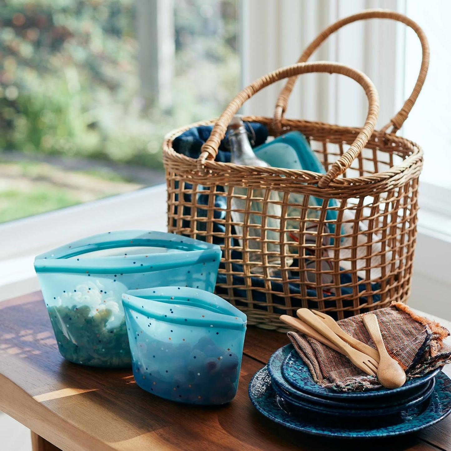 Stasher Premium Silicone Reusable Food Storage Bags, 4-Pack, Sea Spray, Multi-Use Food Storage Bags, Lunch Bag, Travel Containers, BPA Free, Leak-free, Dishwasher-Safe, Eco-friendly