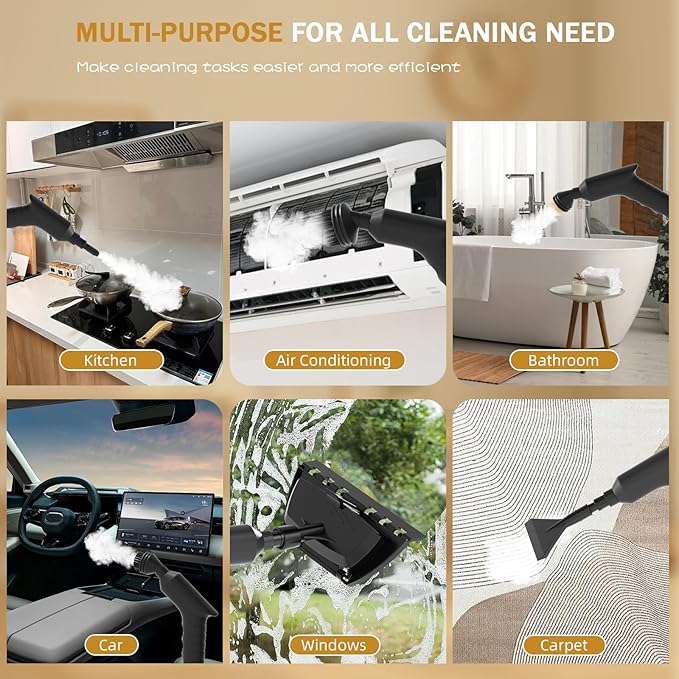 Handheld Steam Cleaner 2500W,10s Fast Heat-Up & 50.73OZ Large Tank,Pressurized Portable Steamer with 9 Accessories for Home,Car,Kitchen,Bathroom,Floors,Grout,Tile,Upholstery