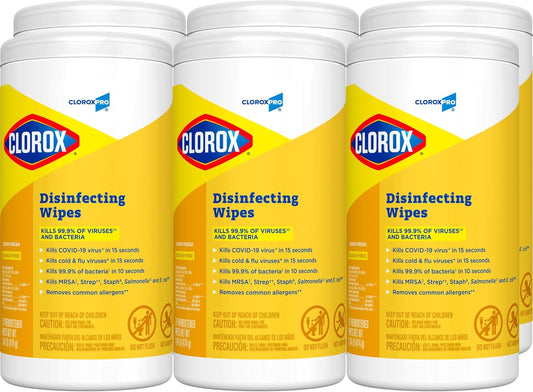 CloroxPro Clorox Disinfecting Wipes, Lemon Fresh, 75 Count, Pack of 6 (Package May Vary)
