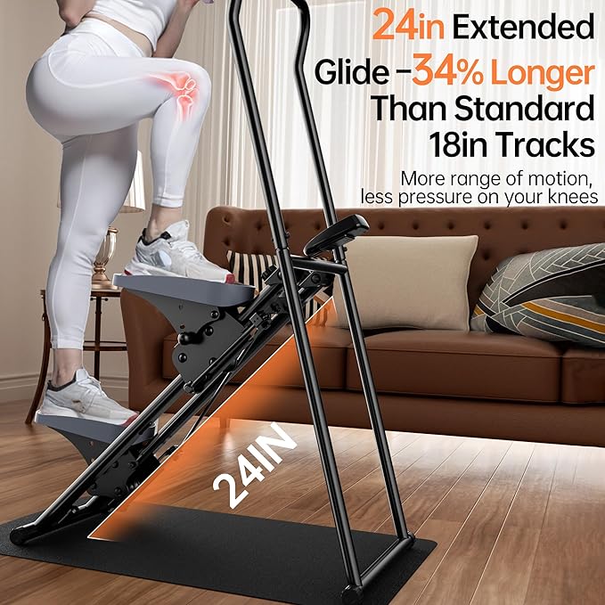 Stair Stepper Machine for Home with Device Holder & Silicone Floor Mat, Extra-Long Non-Slip Pedals Vertical Climber Exercise Machine