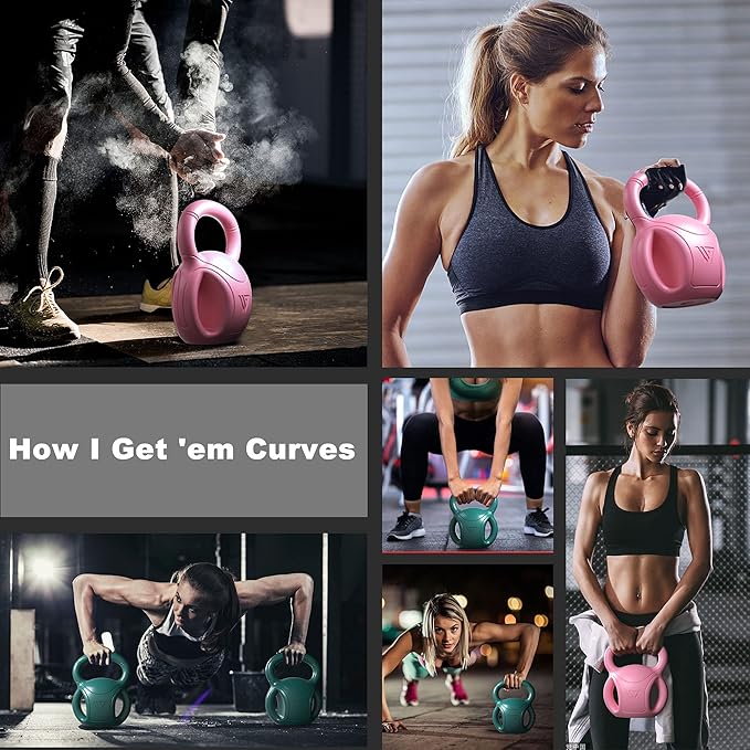 RUNWE 3 Handle Kettlebells Weight - Weight for Women Options 5, 10, 15 and 20 LB for Russian Twists AB Exercise, Weightlifting and Core Fitness Exercise Home Gym [Single in Sold]