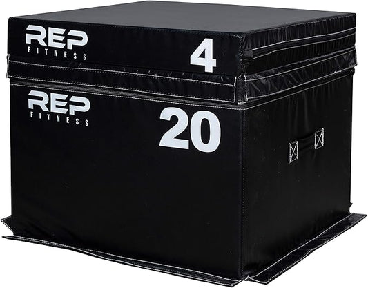 REP Fitness Stackable Soft Foam Plyo Boxes, Adjustable Jump Platforms for Home Gym Training, Durable Cushioned Step for Exercise, Balance, Squats, HIIT Workouts, Strength Conditioning, Vinyl Cover