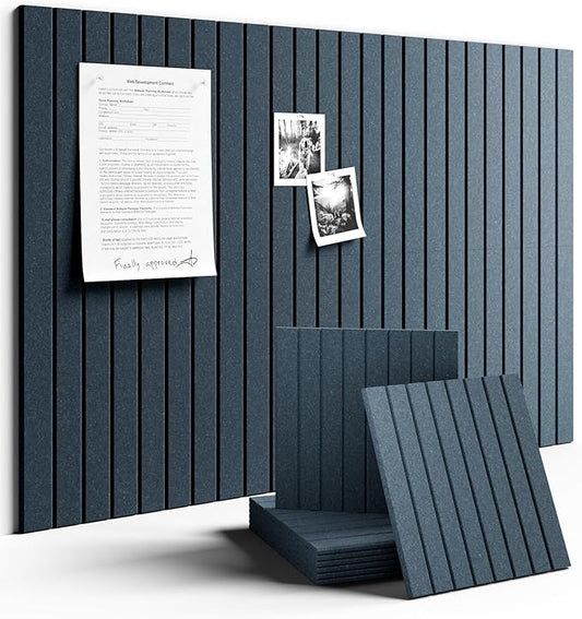 Large Felt Bulletin Board 36" x 24" Cork Board Alternative-6 Pack with 40 Safe Removable Adhesive Tabs, Cork Boards for Walls for Home Office Classroom Pin Board - Deep Charcoal Blue