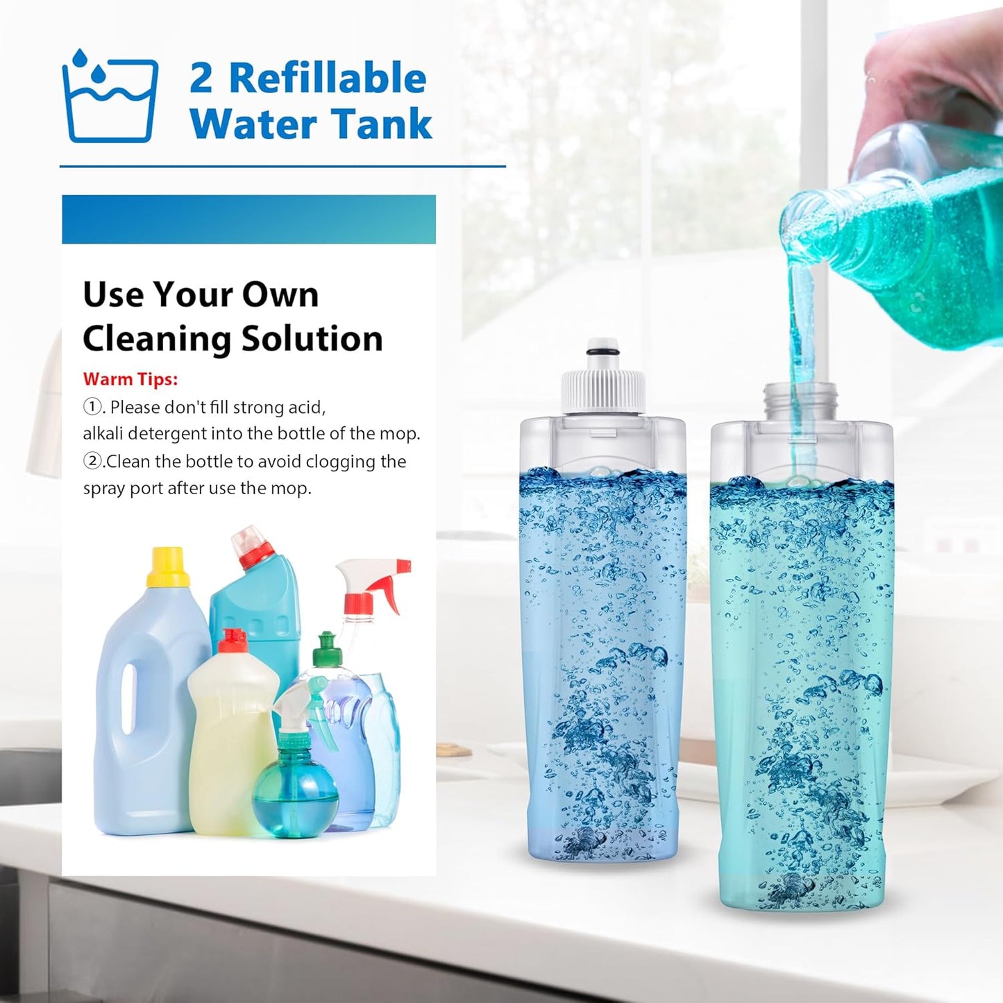 Spray Mops for Hardwood Floor Cleaning: MEXERRIS Wet Mops with 2 Bottles - 4 Microfiber Reusable Washable Pads for Swiffer Powermop - Dust Dry Mops with Spray for Laminate Wood Vinyl Tiles