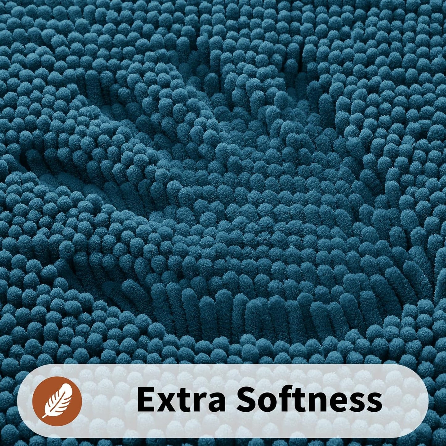 Yimobra Toilet Rugs U Shaped Washable - 24"x20" Non Slip Plush Contour Bath Rugs for Toilet - Super Soft Absorbent Quick Dry Toilet Mats for Bathroom,Peacock Blue