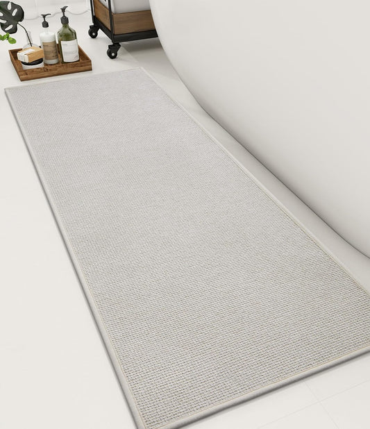 YIHOUSE Bathroom Rugs Mat 16x47, Non Slip Quick Dry Bath Mats for Bathroom Absorbent Ultra Thin Bath Rugs Machine Washable Fit Under Door for Sink, Cabinet, Laundry (Beige, 16"x47")