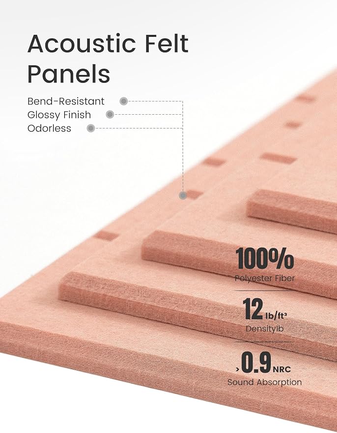 Felt Bulletin Board Tiles Large 36" x 24" Cork Board Alternative-6 Pack with 40 Adhesive Tabs, Thick Slat Wall Panels for Office Decor, Push Pin Board Wall Organizer Alternative - Pink