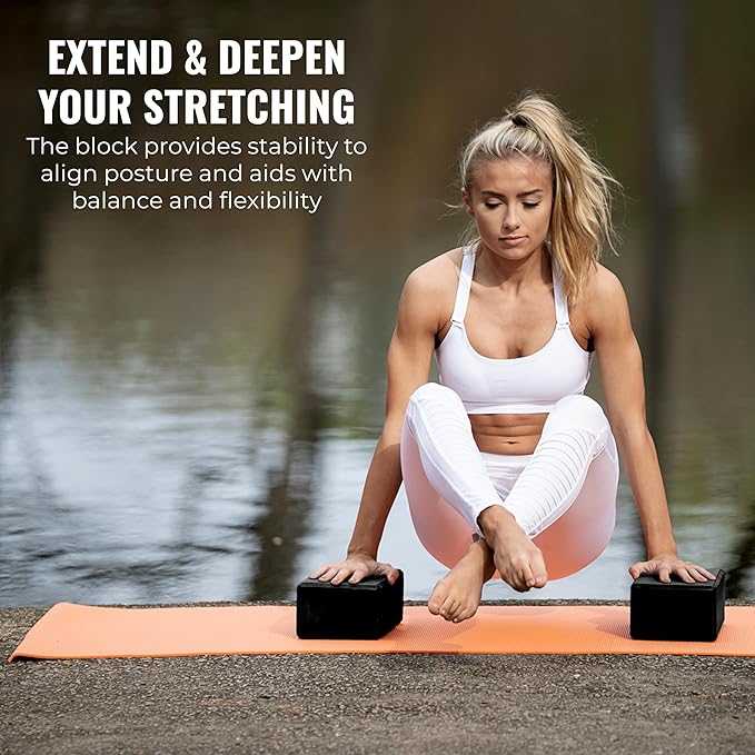Hello Fit 4" Yoga Block, 12 Pack Bulk EVA Foam Yoga Blocks, Firm and Supportive Yoga Brick, Balance Foam for Stretching, Pilates, and Workout, 4" x 6" x 9"