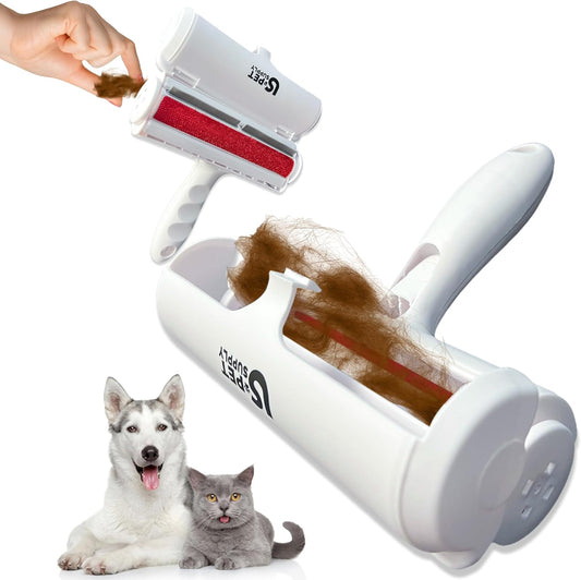 Pet Hair Remover Roller -Reusable, Self Cleaning Lint Roller for Pet Hair Removal on Furniture, Carpets, Clothes & Car Seats-Dog & Cat Hair Remover No Sticky Tapes (White)