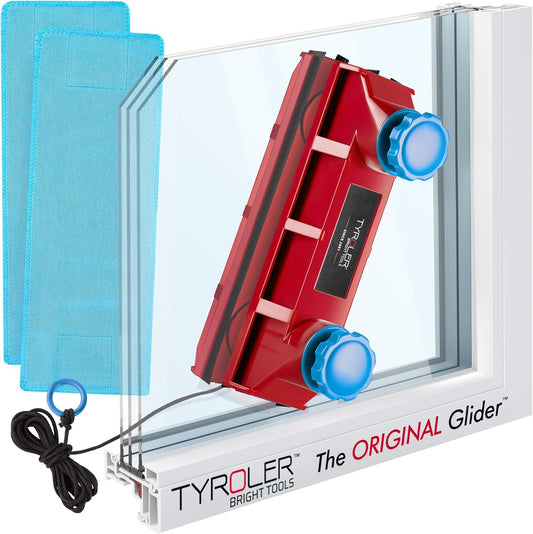Tyroler Magnetic Window Cleaner Tool | The Glider D-3 AFC Double Sided Outside Window Cleaner Fits Windows 0.1"-1.1" Thick, Adjustable Control Magnet Window Cleaner Tool, Ideal Magnetic Glass Cleaner