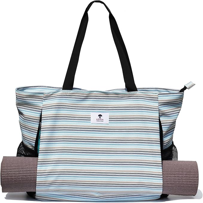 ESVAN Yoga Mat Bag Yoga Tote Carrier Shoulder Bag Carryall Tote for Office,Yoga,Pilates,Travel,Beach and Gym