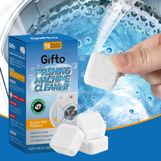 Gifto Washing Machine Cleaning Tablets, Individually Wrapped 15 Count, Fresh Scent Washer Cleaner Tablet for Front Loader & Top Load, Removes Odor-causing Residues & Hard Water Buildup, Septic Safe