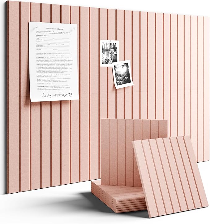 Large Felt Bulletin Board 36" x 24" Cork Board Alternative-6 Pack with 40 Safe Removable Adhesive Tabs, Cork Boards for Walls Cork Board for Home Office Classroom Pin Board (Pink)