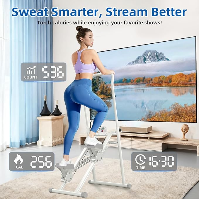 Stair Stepper with Adjustable Resistance,Upgraded Vertical Climber Machine for Home Cardio Workout,Compact Folding Stair Climber with Adjustable Handlebar & Pedals for Full Body Fitness