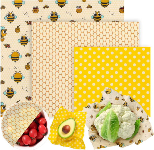 Beeswax Wraps For Food - 3 Pack (S,M,L) Cheese Bags & Bowl Covers, Bread & Sandwich Wrap, Food Storage | Reusable, Eco- Ffriendly, Zero Waste, Plastic and Silicone Free, Earth Friendly Products