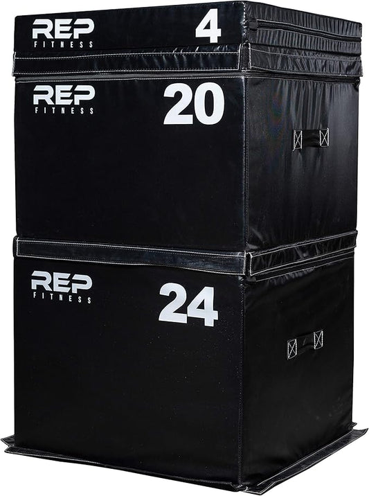 REP Fitness Stackable Soft Foam Plyo Boxes, Adjustable Jump Platforms for Home Gym Training, Durable Cushioned Step for Exercise, Balance, Squats, HIIT Workouts, Strength Conditioning, Vinyl Cover