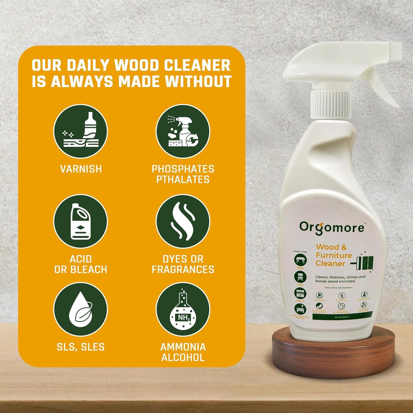 Plant-Based Daily Wood Cleaner (2-Pack-34 Fl oz) | 3-in-1 Cleans, Shines & Protects | Tall Oil + Coconut-Based Formula | No Wax Residue | Safe for Pets, Skin & Planet