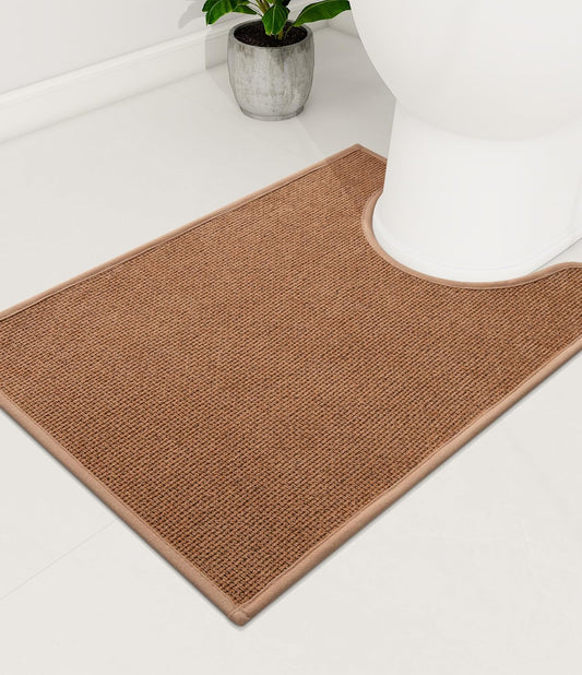 YIHOUSE Bathroom Rugs Mat Contour 16x24, Non Slip Quick Dry Bath Mats for Bathroom Absorbent Ultra Thin Bath Rugs Machine Washable Fit Under Door for Sink, Cabinet, Laundry (Orange, 16"x24"-U)