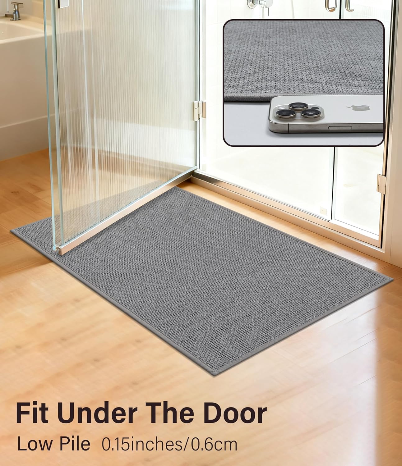 YIHOUSE Bathroom Rugs Mat 24x59, Non Slip Quick Dry Bath Mats for Bathroom Absorbent Ultra Thin Bath Rugs Machine Washable Fit Under Door for Sink, Cabinet, Laundry (Grey, 24"x59")