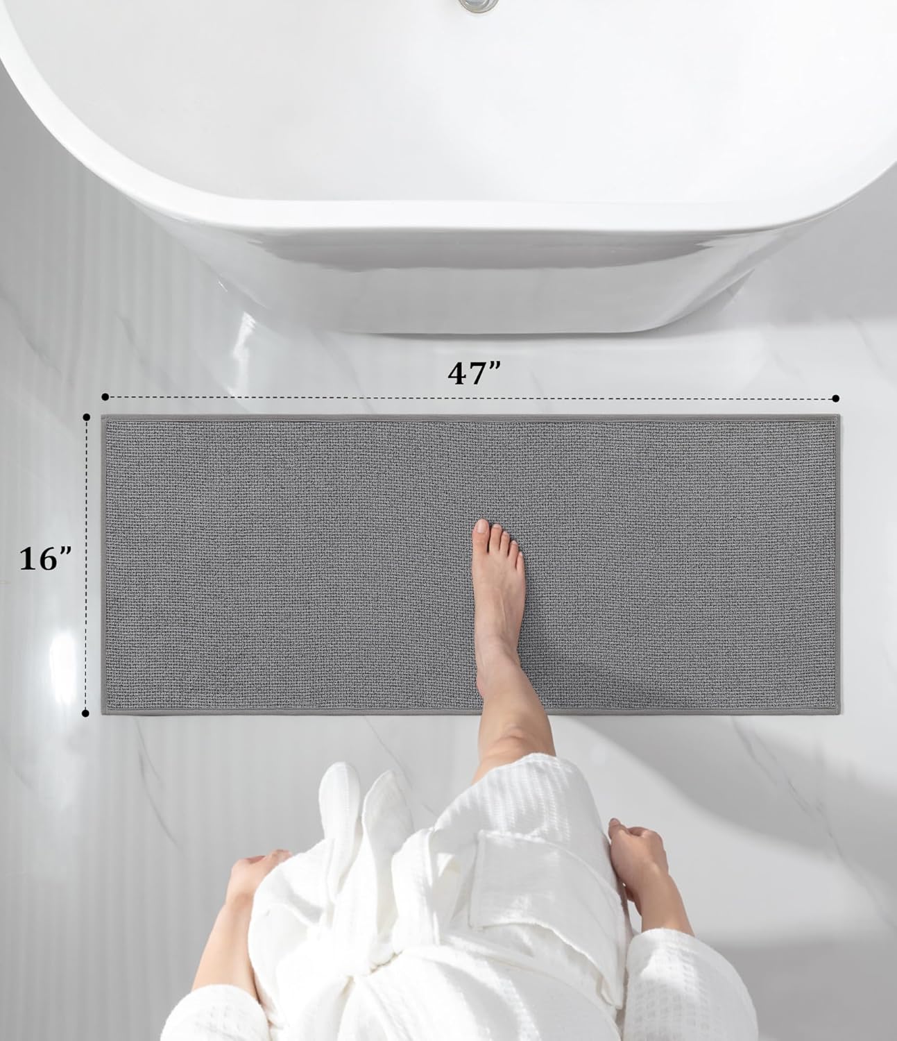 YIHOUSE Bathroom Rugs Mat 16x47, Non Slip Quick Dry Bath Mats for Bathroom Absorbent Ultra Thin Bath Rugs Machine Washable Fit Under Door for Sink, Cabinet, Laundry (Grey, 16"x47")