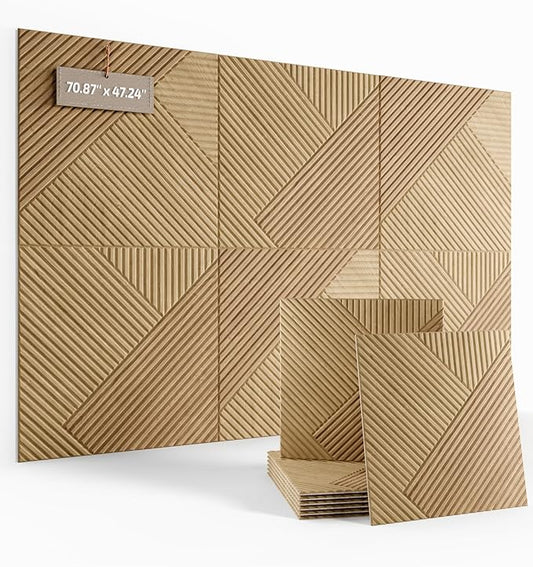 Large Felt Bulletin Board,Cork Board Alternative 70.87'' x 47.24'' Art Acoustical Wall Panels-6 Pack with 60 Adhesive Tabs,for Recording Studio/Home Offices-Natural Oak/Diamond