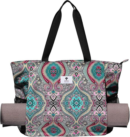 ESVAN Yoga Mat Bag Yoga Tote Carrier Shoulder Bag Carryall Tote for Office,Yoga,Pilates,Travel,Beach and Gym