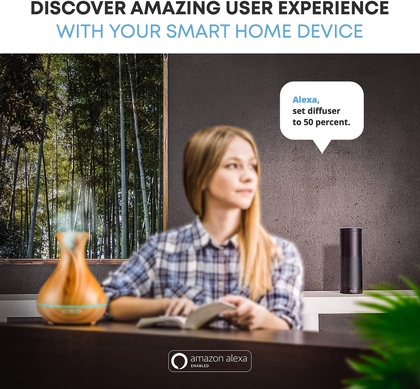 Smart WiFi Wireless Essential Oil Aromatherapy Diffuser - Works with Alexa & Google Home – Phone App & Voice Control - 400ml Ultrasonic Diffuser & Humidifier - LED & Timer Settings