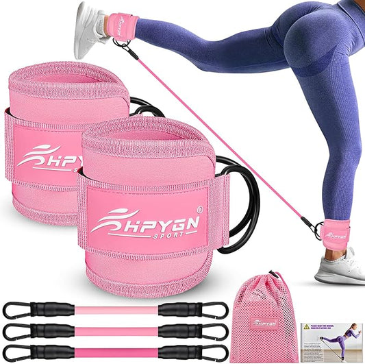 HPYGN Ankle Resistance Bands, Ankle Bands for Working Out with Cuffs, Resistance Bands for Leg Butt Training Workout Equipment for Kickbacks Hip Gluteus Training, Ankle Strap with Exercise Bands