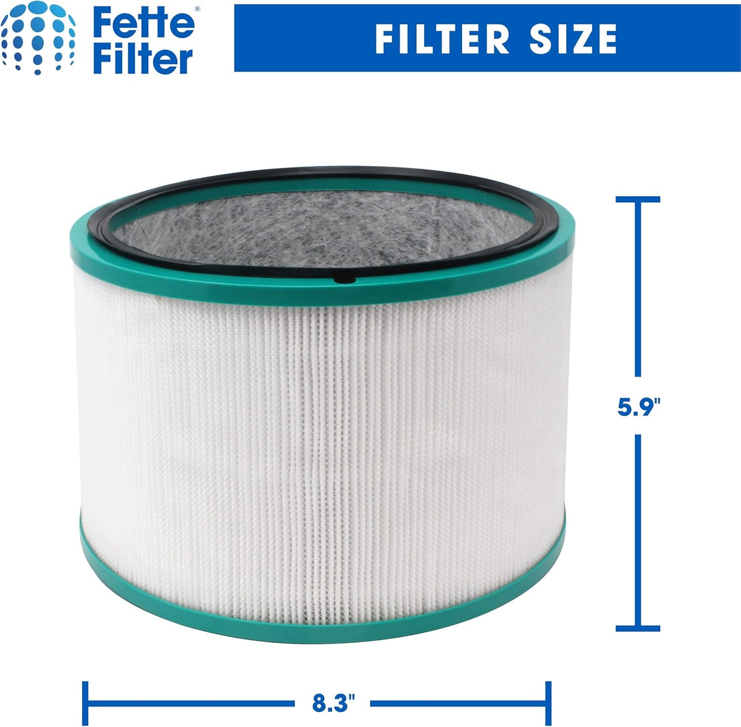 Fette Filter - 968125-03 Premium 360° Glass Filter Compatible with Dyson HP01 HP02 DP01 DP02 for Dyson Pure Hot Cool Link Desk Air Purifying Sytem Part # 968125-03 96812503 (2-Pack)
