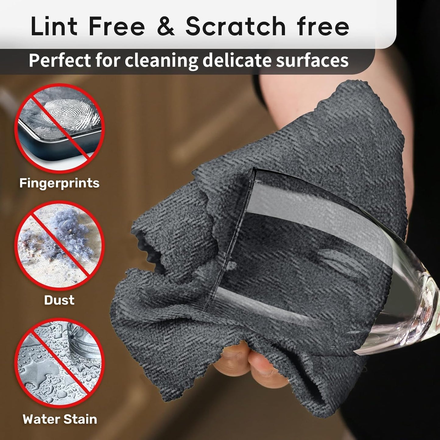 Microfiber Cleaning Cloths Roll, 75 Pack Tear Away Microfiber Towels Roll, 12" x 12" Lint Free Rags, Reusable Cleaning Cloths,Washable,Scratch Free,Ultra Absorbent Dish Rags(Dark Grey Ripple)