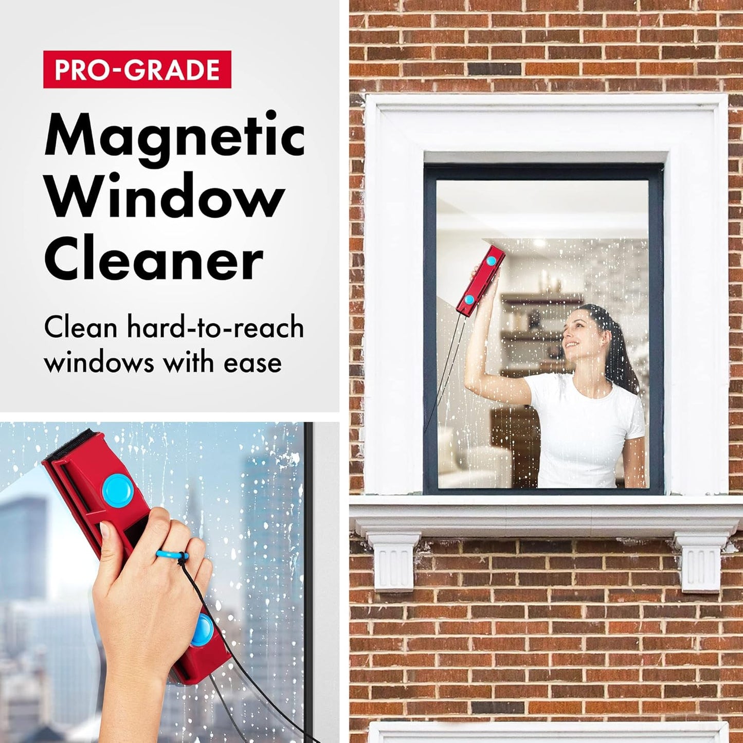 Tyroler Bright Tools The Glider D-2 Magnetic Window Cleaner for Double Glazed Windows. Fit to 0.3in - 0.7in Window Thickness. Glass Cleaner