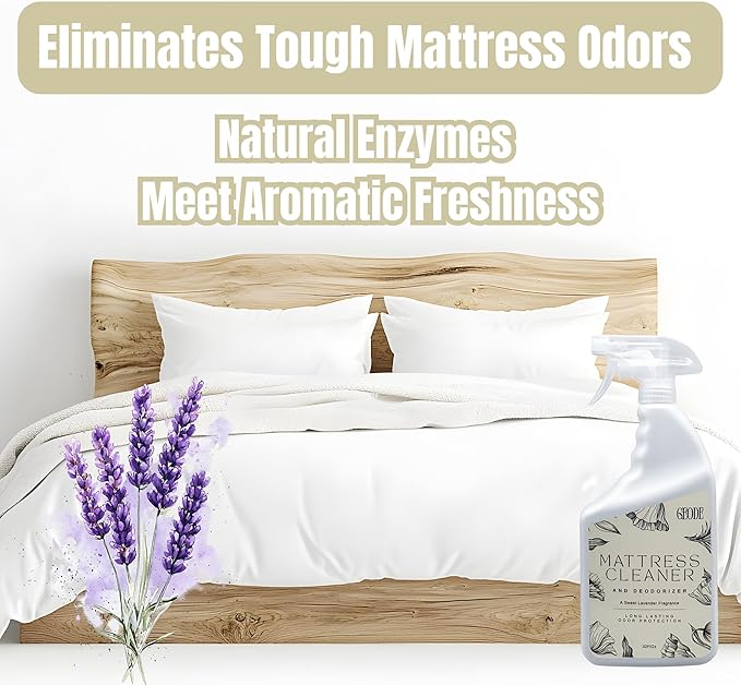 Geode Mattress Cleaner & Deodorizer – Natural Enzyme Formula for Stain & Odor Removal, Sweet Lavender Aroma, Eco-Friendly & Non-Toxic, Safe for All Fabrics (32fl oz)