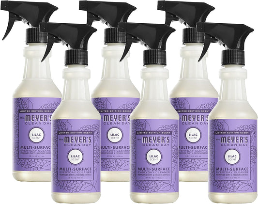 MRS. MEYER'S CLEAN DAY Multi-Surface Everyday Cleaner, Limited Edition Lilac Scent, Removes Dirt & Freshens Surfaces, 16 FL OZ Spray Bottle (Pack of 6)