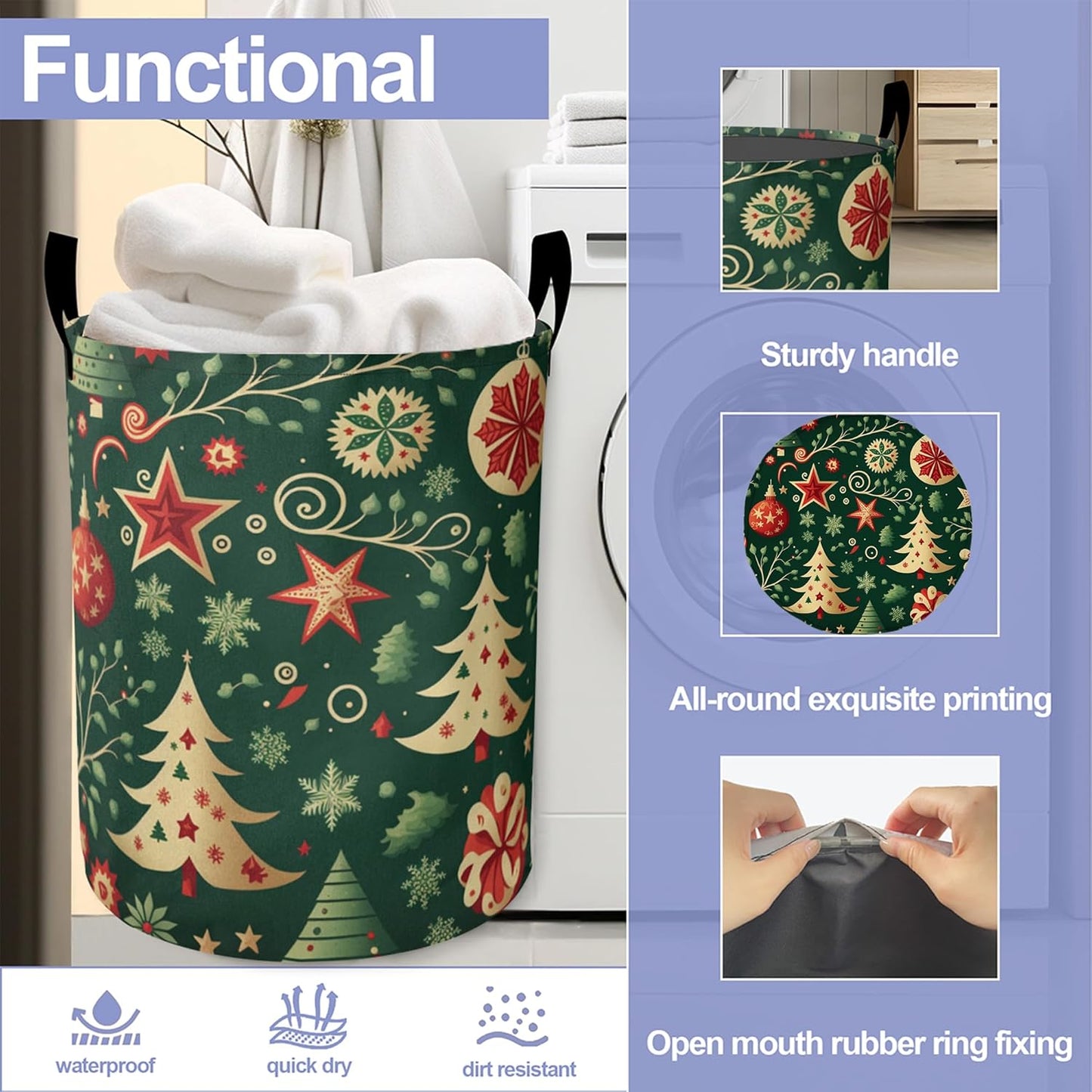 Christmas Balls Laundry Basket, Tree Oxford Cloth Laundry Hamper With Handle Foldable Portable Clothes Storage Basket Storage Bag For Laundry Room/Bathroom/Bedroom/Dormitories