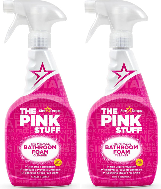 Stardrops - The Pink Stuff - Miracle Bathroom Foam Cleaner 750ml - Baths, Tiles, Soap Scum, Limescale, Streak Free (Pack of 2)