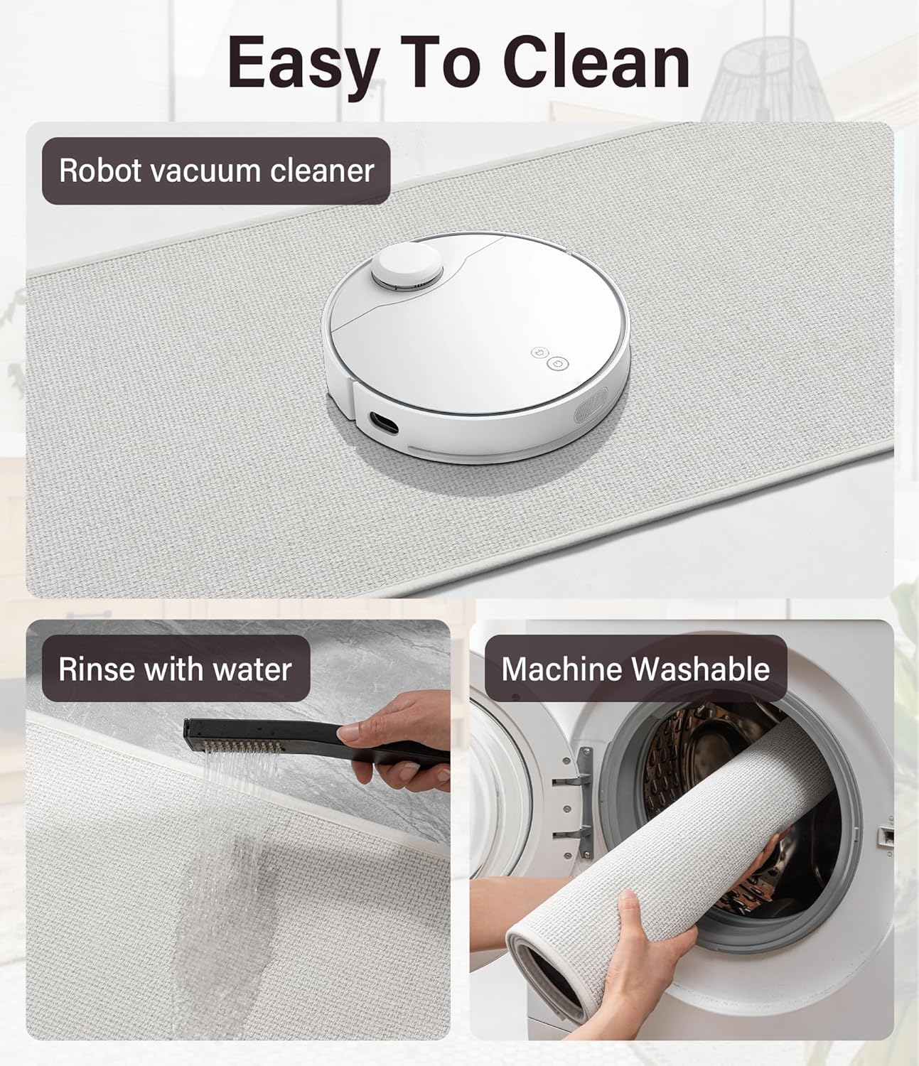 YIHOUSE Bathroom Rugs Mat Contour 16x24, Non Slip Quick Dry Bath Mats for Bathroom Absorbent Ultra Thin Bath Rugs Machine Washable Fit Under Door for Sink, Cabinet, Laundry (Beige, 16"x24"-U)