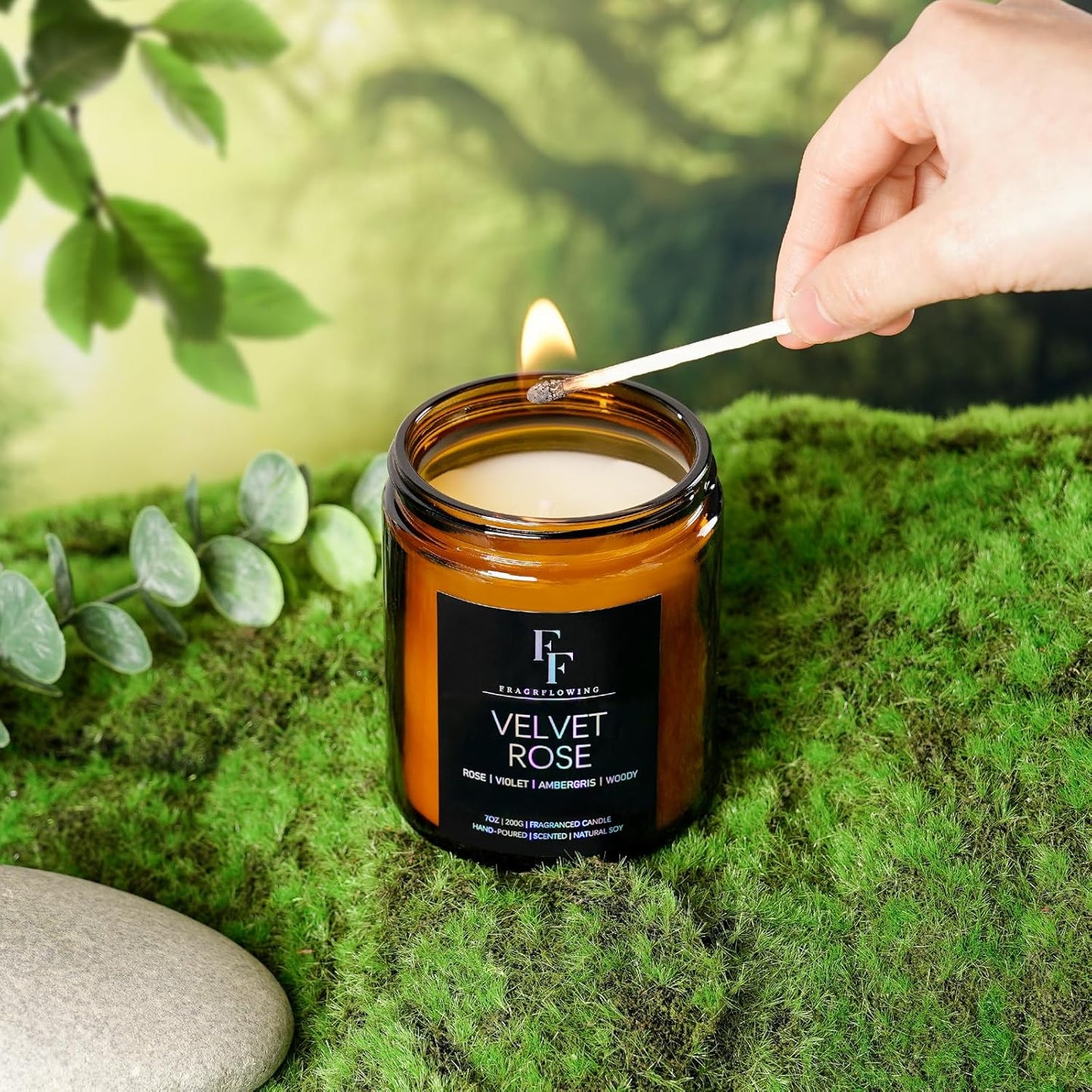 Velvet Rose Candle, Scented Candle for Home Soy Wax Candle, Aromatherapy Candle Gift for Women Men, 7oz