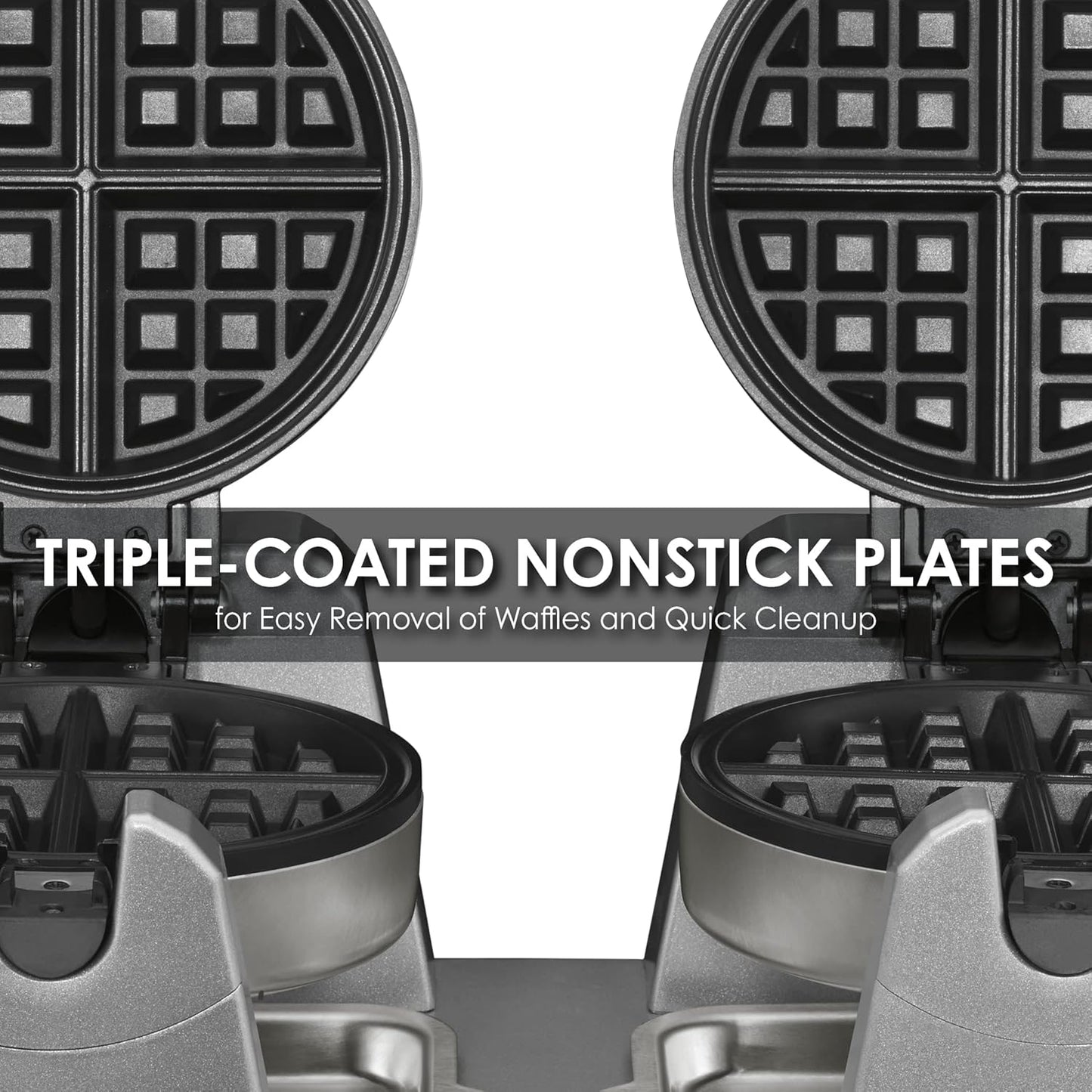 Waring Commercial Double Belgian Waffle Maker with Serviceable Plates, Duel Side by Side Rotating Cooking Non-Stick Surfaces, Heavy Duty Restaurant Foodservice, 50-60 Waffles an Hour, 208V, 2700W