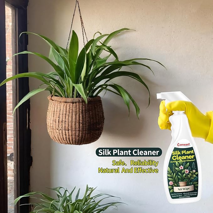 Silk Plant Cleaner Spray No Wipe, Artificial Plant Cleaner and Silk Flower Cleaner Spray, Silk Flower Cleaner Spray No Wipe Spray Away Dust Remover, Drips Dry Faux Plant Spot16.91 Fl oz