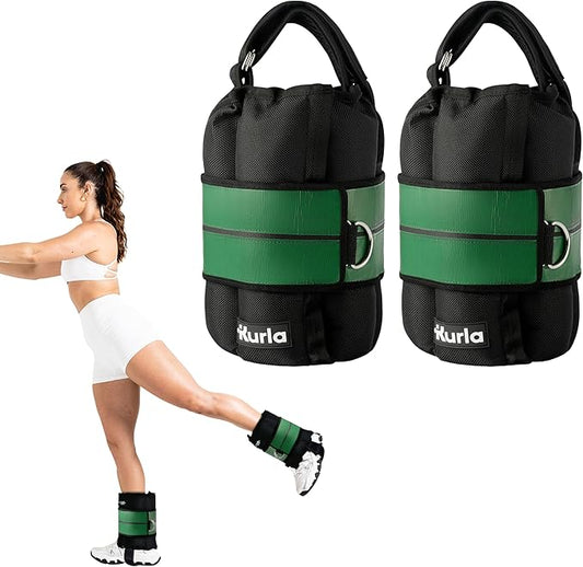Ankle Weights 4–40 lbs with Dual Strap System (Heel & Wrap) – Single, Pair & Bundle Options with Resistance Bands & Handles – Strength Training, Pilates, Yoga, Glutes, Arms & Rehab