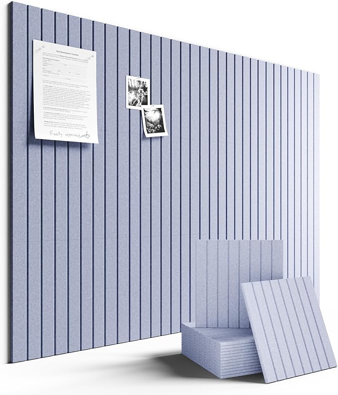 Large Felt Bulletin Board 48" x 36" Cork Board Alternative-12 Pack with 70 Safe Removable Adhesive Tabs, Cork Boards for Walls for Home Office Classroom Pin Board (Soft Periwinkle)