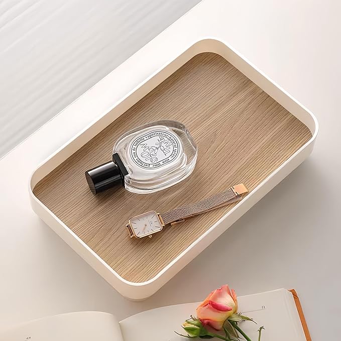 Decorative Tray for Coffee Table, Rectangle Vanity Tray Bathroom Decor, Desk Organizer for Perfume, Candles, Keys, Jewelry Home Decor Trays (Rectangle)