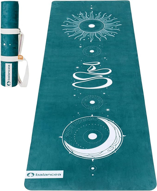 Yoga Mat 5mm Non Slip Suede & TPE - Eco-Friendly Fitness & Exercise Mat for Home Gym, Pilates, Gaiam, Hot Yoga, and Meditation - Lightweight Durable 72 x 24 inch Workout Mat for Women & Men