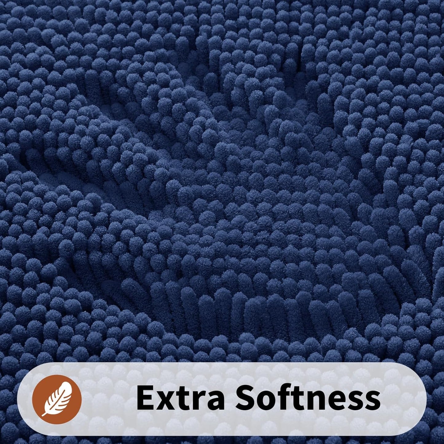Yimobra Toilet Rugs U Shaped Washable - 24"x20" Non Slip Plush Contour Bath Rugs for Toilet - Super Soft Absorbent Quick Dry Toilet Mats for Bathroom,Navy Blue