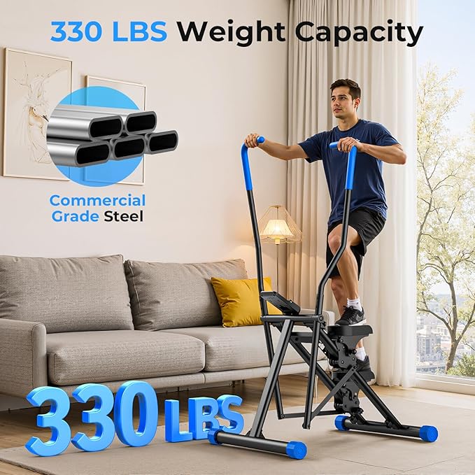 OWLSKY Stair Stepper Folding Vertical Cardio Exercise Climber Stair-Master for Exercise at Home Full Body Workout Machine with Handlebar 330LBS Load with Adjustable Step Range Pedals