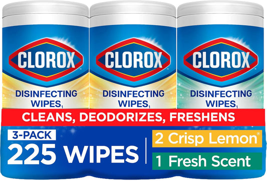 Clorox Disinfecting Wipes Value Pack, Household Essentials, 75 Count, Pack of 3 (Package May Vary)