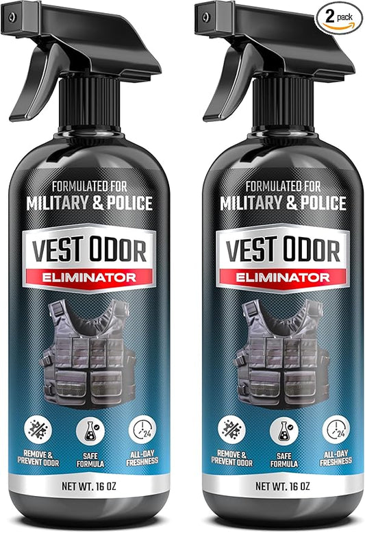 Vest Odor Remover Spray – for Police Gear, Law Enforcement Accessories & Tactical Equipment – Non-Toxic, Residue-Free, Long-Lasting Fresh Scent – 2 Pack