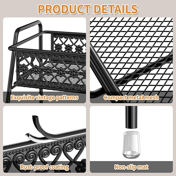 Vintage 3 Tier Spice Rack Organizer for Kitchen Counter, Bathroom Counter Organizer, 3 Tier Bathroom Counter Organizer for Spices Makeup Perfumes, Retro Countertop Organizer