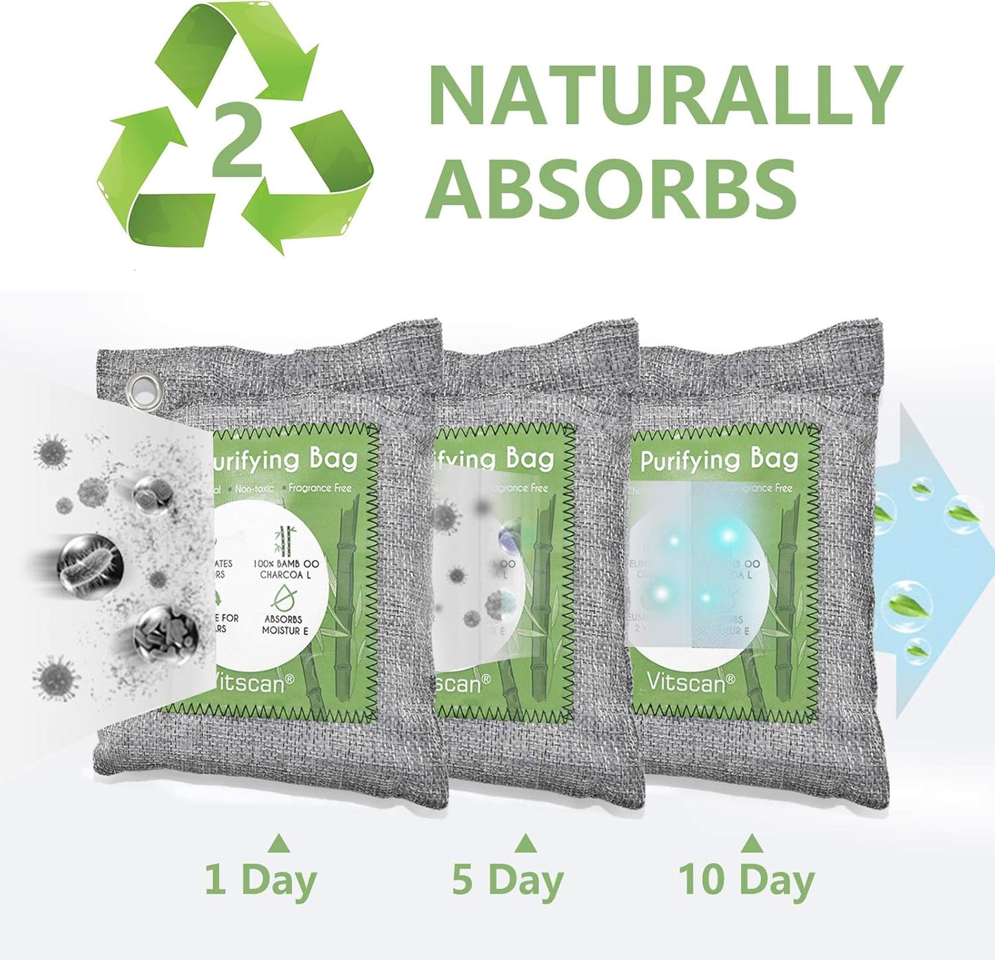 8 Pack Bamboo Charcoal Air Purifying Bag, Activated Charcoal Bags Odor Absorber, Moisture Absorber, Natural Car Air Freshener, Shoe Deodorizer, Odor Eliminators For Home, Pet, Closet, Car